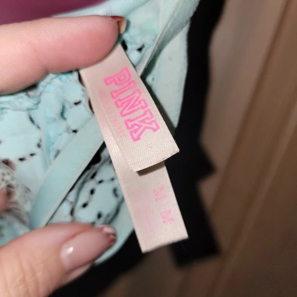Victoria's Secret Pink Gorgeous Lace Padded Bra sz M Sea Foam Green. - Picture 4 of 6